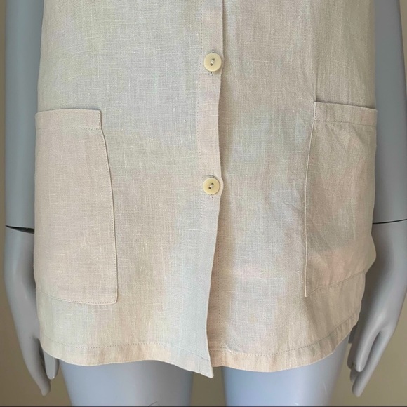 EILEEN FISHER 100% Linen Button Up Sleeveless Top Tunic Beige Sand Summer Size S - Picture 7 of 16